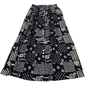 Vintage Susan Bristol Skirt Womens  6 Blue Patchwork Floral Midi Boho Hippie